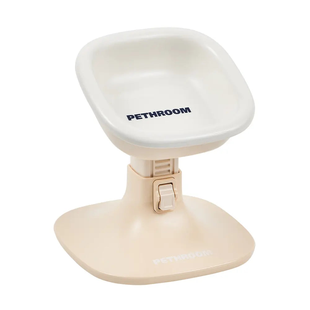 PETHROOM Adjustable Height Pet Feeding Stand & Durable Ceramic Bowl Set - Non-Slip Design for Dogs and Cats