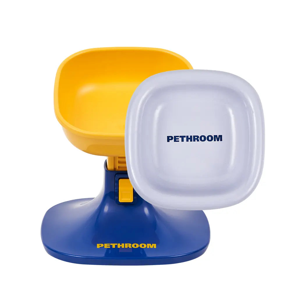 PETHROOM Adjustable Height Pet Feeding Stand & Durable Ceramic Bowl Set - Non-Slip Design for Dogs and Cats