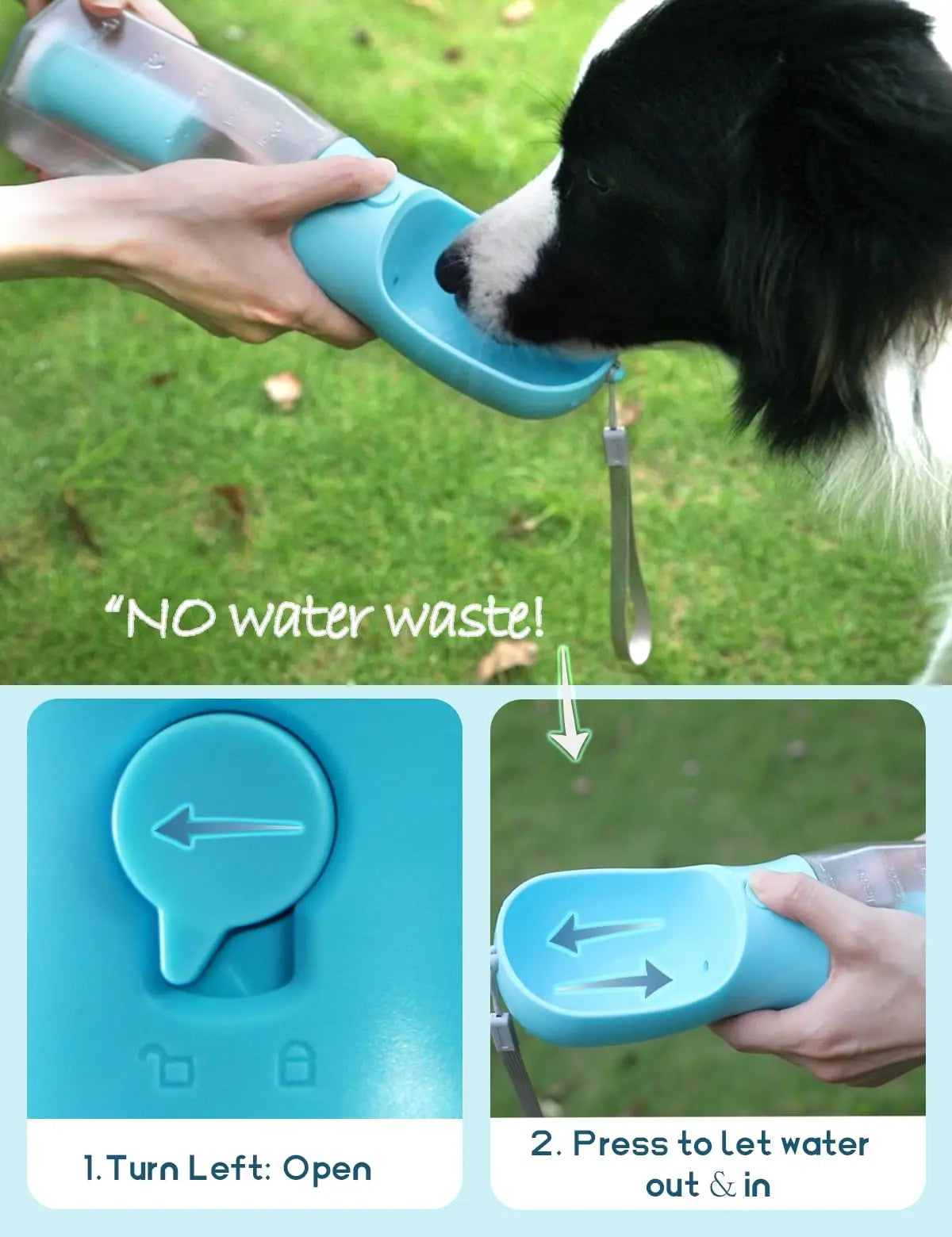 Ultimate 3-in-1 Portable Water Bottle for Dogs - Travel Bowl, Food Container & Poop Bag Holder - Perfect for Outdoor Adventures - 20Oz Blue