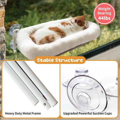 Deluxe Folding Cat Hammock - Cordless, Machine Washable with Robust Metal Frame & Strong Suction Cups - Perfect Window Perch for Cats & Small Dogs
