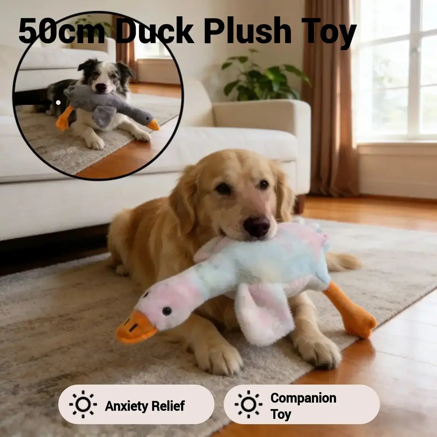 50Cm Soft Colorful Duck Plush Toy - Perfect Relaxation Buddy for Cats & Dogs, Ideal Anxiety Relief Gift for Pets