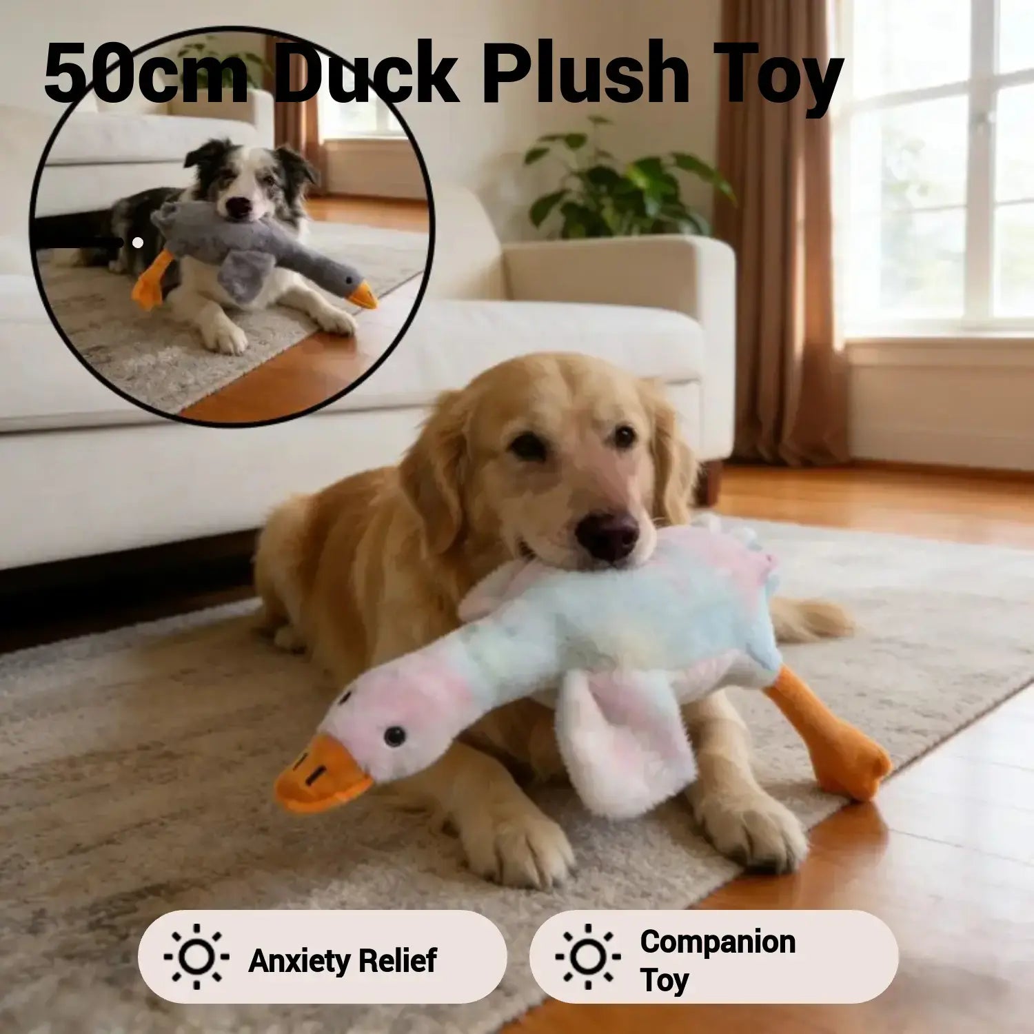 50Cm Soft Colorful Duck Plush Toy - Perfect Relaxation Buddy for Cats & Dogs, Ideal Anxiety Relief Gift for Pets
