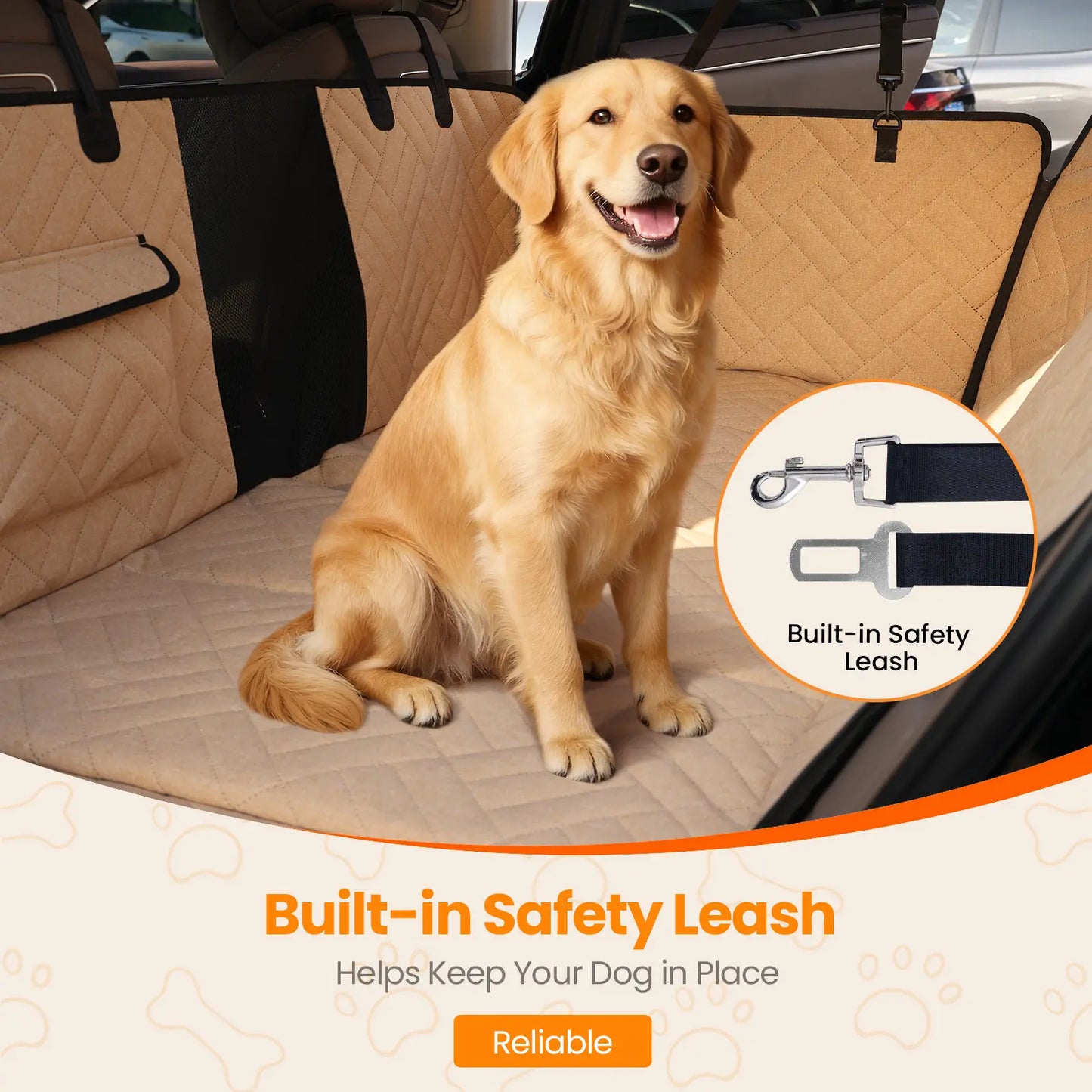 VALUXE Waterproof Dog Car Seat Cover for Large Dogs - Foldable Back Seat Protector in Beige/Black - Perfect for Summer Adventures!