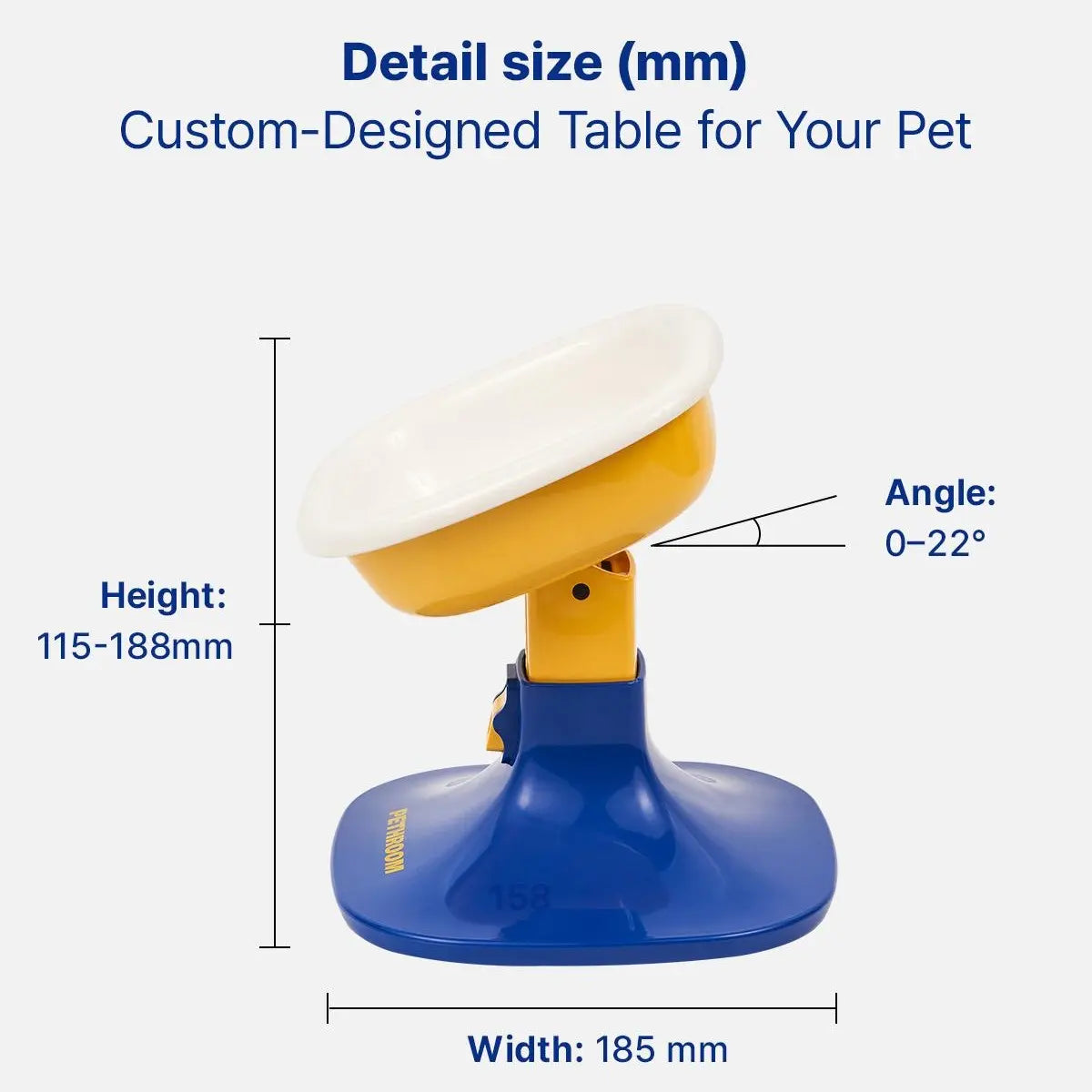PETHROOM Adjustable Height Pet Feeding Stand & Durable Ceramic Bowl Set - Non-Slip Design for Dogs and Cats