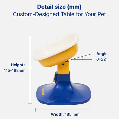 PETHROOM Adjustable Height Pet Feeding Stand & Durable Ceramic Bowl Set - Non-Slip Design for Dogs and Cats