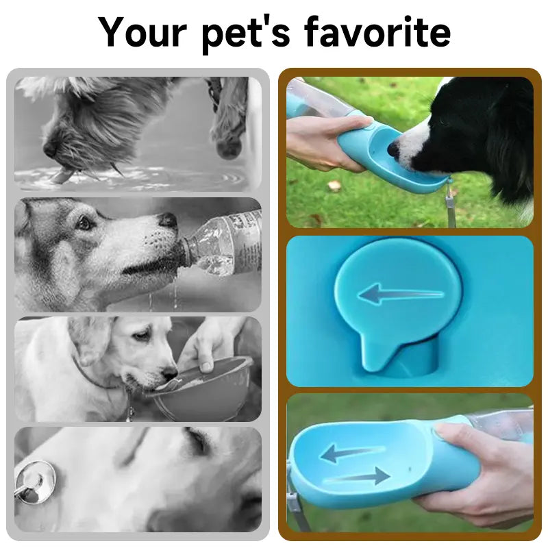 Ultimate 3-in-1 Portable Water Bottle for Dogs - Travel Bowl, Food Container & Poop Bag Holder - Perfect for Outdoor Adventures - 20Oz Blue
