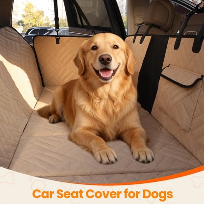 VALUXE Waterproof Dog Car Seat Cover for Large Dogs - Foldable Back Seat Protector in Beige/Black - Perfect for Summer Adventures!