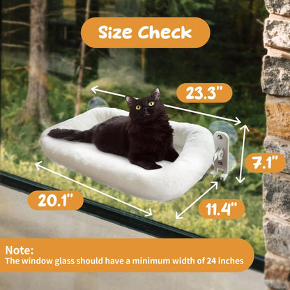 Deluxe Folding Cat Hammock - Cordless, Machine Washable with Robust Metal Frame & Strong Suction Cups - Perfect Window Perch for Cats & Small Dogs