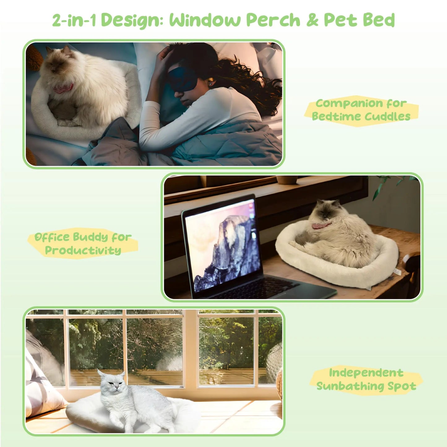 Deluxe Folding Cat Hammock - Cordless, Machine Washable with Robust Metal Frame & Strong Suction Cups - Perfect Window Perch for Cats & Small Dogs