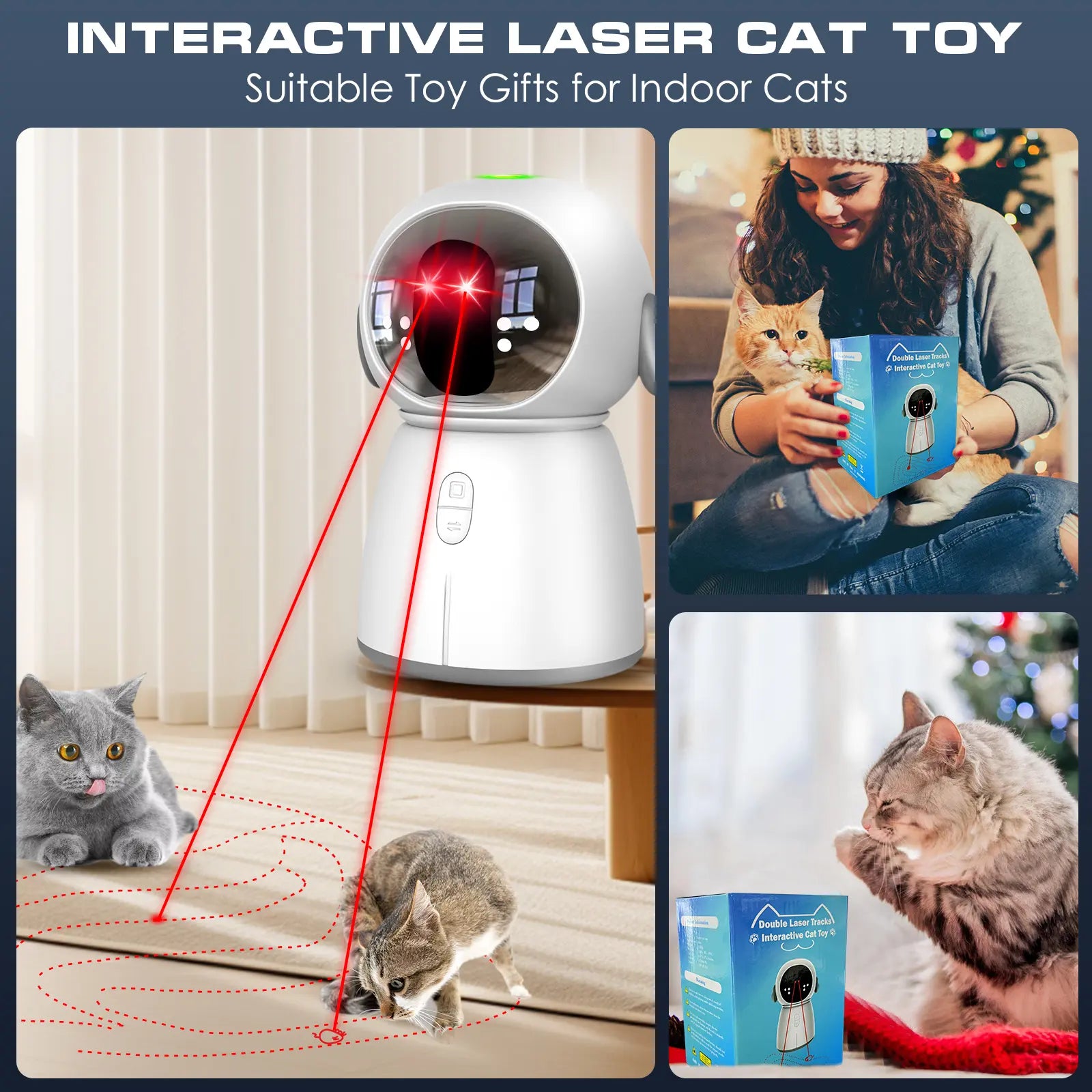 Interactive Cat Laser Toy 2026 - Rechargeable Automatic Fun for Indoor Cats & Kittens with Adjustable Angles and Dual Patterns for Endless Play!