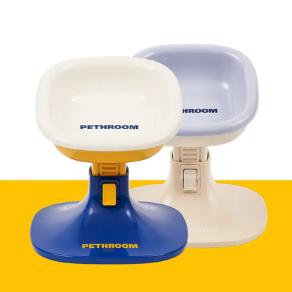 PETHROOM Adjustable Height Pet Feeding Stand & Durable Ceramic Bowl Set - Non-Slip Design for Dogs and Cats